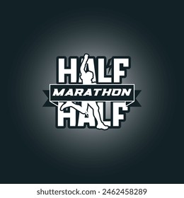 Runner marathon logo vector graphic illustration on background, 