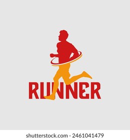 Runner marathon trail run logo vector graphic illustration on background, sticker badge