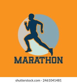 Runner marathon trail run logo vector graphic illustration on background, sticker badge