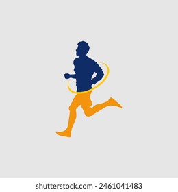 Runner marathon trail run logo vector graphic illustration on background, sticker badge