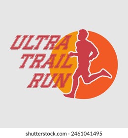 Runner marathon trail run logo vector graphic illustration on background, sticker badge