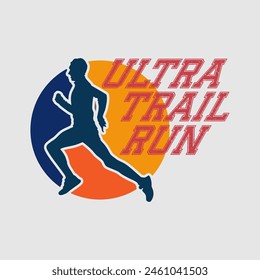 Runner marathon trail run logo vector graphic illustration on background, sticker badge