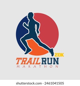 Runner marathon trail run logo vector graphic illustration on background, sticker badge