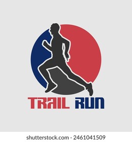 Runner marathon trail run logo vector graphic illustration on background, sticker badge