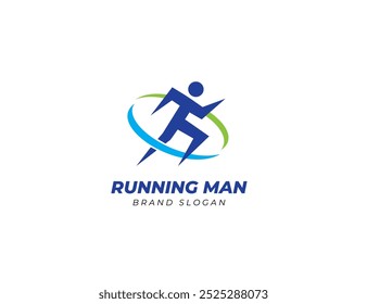 Ilustración gráfica de Vector de logotipo de corredor de maratón. Plantilla de diseño de logotipo atlético deportivo Running Man