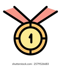 Runner medal icon. Outline Runner medal vector icon for web design isolated on white background color flat