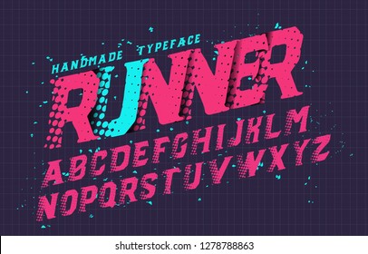 Runner. Modern Font. Futuristic Font. Cyber Punk Style. Neon Style. Serif Handmade Font. Futuristic Logo.