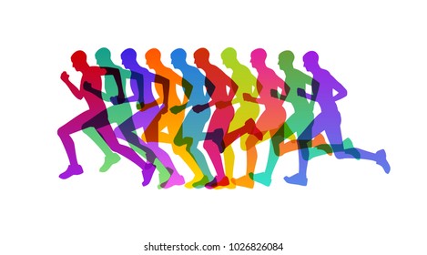 Runner in motion, concept for marathon run or competition, eps10 vector