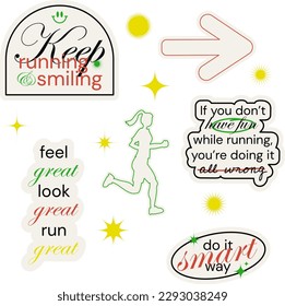 Runner motivation quotes stickers with retro vibes