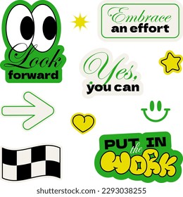 Runner motivation quotes stickers with retro vibes