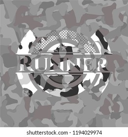 Runner on grey camouflaged texture