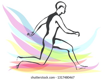runner on a multicolor background. 10 EPS