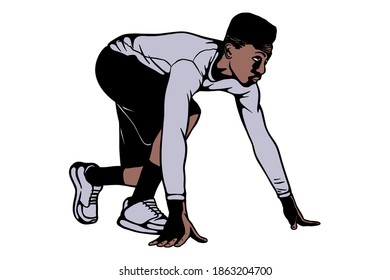 Runner on the start - Hand drawn