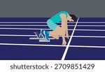 Runner on start line. vector illustration	