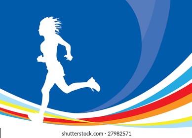 a runner on a swirling background