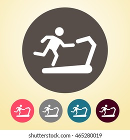 Runner On Treadmill Icon in round shape.