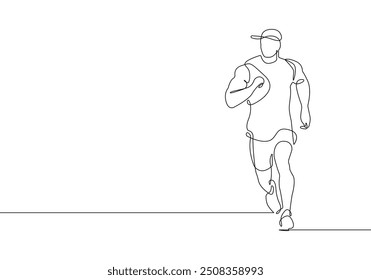 Runner One Line Drawing. Running Abstract Minimal Drawing. Continuous One Line Run Sport Illustration. Modern Trendy Contour Drawing. Vector EPS 10.