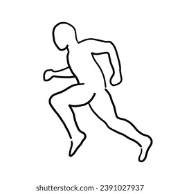 Runner outline simple line vector illustration. Running athlete sprint silhouette hand drawn outline.