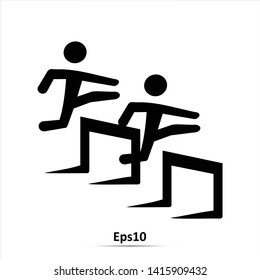 Runner over barrier icon. Vector Illustration