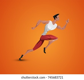 Runner painted in a specific style. Can be used as an icon or illustration on a theme of sport, fitness or a healthy lifestyle