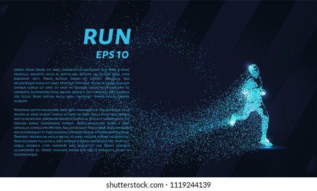 Runner of the particles. Athlete consists of circles and points. Vector illustration