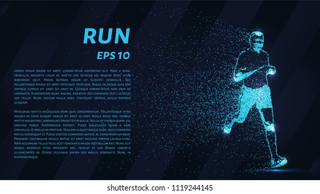 Runner of the particles. Athlete consists of circles and points. Vector illustration