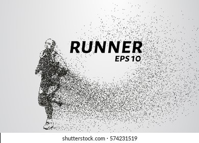 Runner of the particles. Athlete consists of circles and points. Vector illustration.