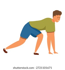 Runner poised in starting position, ready to sprint, embodying athleticism and competition