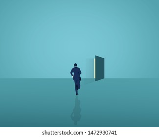 runner is running go to exit door, Soar to the front with speed, concept Finance, Business Administration, exercise and intention, trying for success.