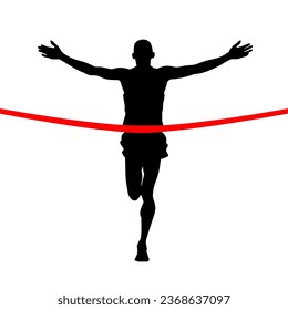 Runner, Running a marathon, runner wins, athletics athlete competing silhouette