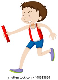 Runner running relay on white illustration