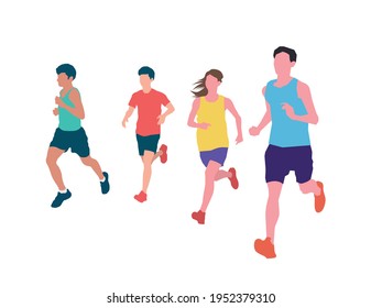 Runner Running Together on illustration graphic vector