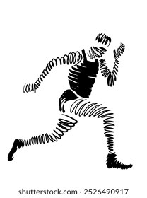 Corredor corre y gana, ilustración abstracta de Vector 