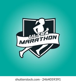 Runner shield logo vector graphic illustration on background