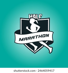 Runner shield logo vector graphic illustration on background