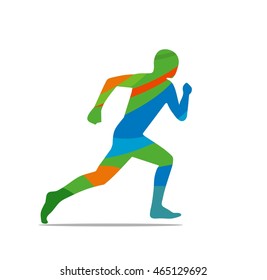 Runner. Side view. Abstract colorful vector illustration. For poster, banner, web and Brazil Summer 2016 Games Rio de Janeiro