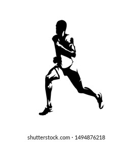 Runner, side view isolated vector ink drawing, abstract silhouette of running man