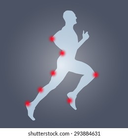 Runner silhouette anatomy. Pain, sport, run, health, hurt, ache, medical, health care