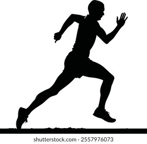 Runner Silhouette Front. A Black dynamic silhouette of a runner mid-stride