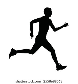 Runner Silhouette Front. A black silhouette of a runner in profile