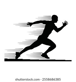 Runner Silhouette Front. A bold silhouette of a runner with abstract speed lines