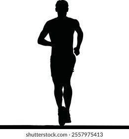 Runner Silhouette Front. A bold black silhouette of a runner hands on hips