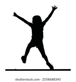 Runner Silhouette Front. A bold silhouette of a child runner in mid-jump, showcasing excitement and energy