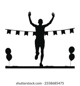 Runner Silhouette Front. A silhouette of a runner crossing a line