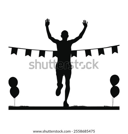 Runner Silhouette Front. A silhouette of a runner crossing a line