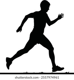 Runner Silhouette Front. A dynamic silhouette of a runner mid-stride, arms pumping and legs in motion, facing directly forward