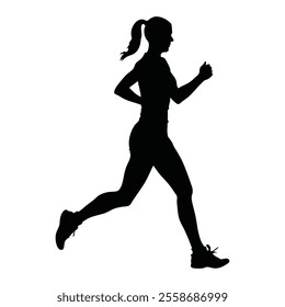 Runner Silhouette Front. A silhouette of a female runner jogging forward