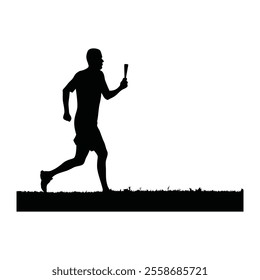 Runner Silhouette Front. A runner silhouette holding a small torch