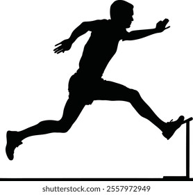 Runner Silhouette Front. Jumping over an obstacle Runner Silhouette