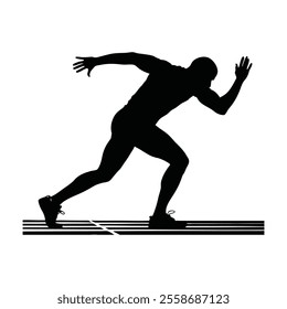 Runner Silhouette Front. A silhouette of a runner in a lunging pose, preparing to start a sprint